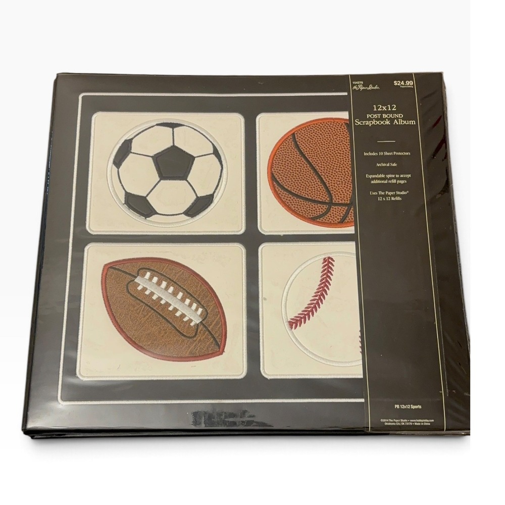 The Paper Studio 12x12 Sports Post Bound Scrapbook Album-NWT